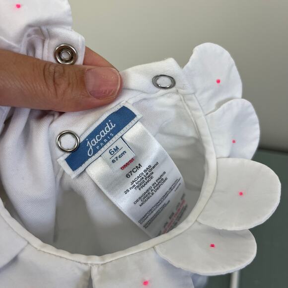 Jacadi Paris White Petal Collar Bodysuit 6 Months - Picture 4 of 6